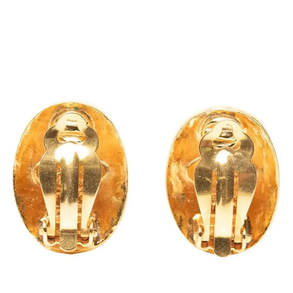 CHANEL Gold Logo Earrings